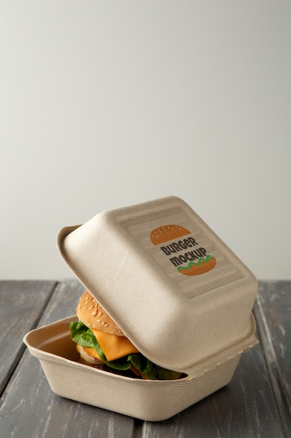 PSD still life with burger box mockup