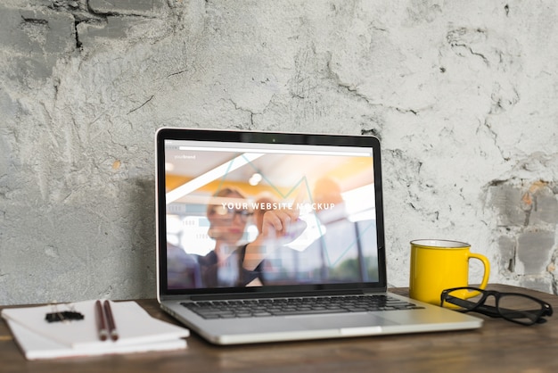 Still life with laptop mockup