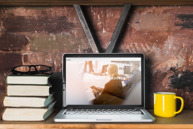 PSD still life with laptop mockup