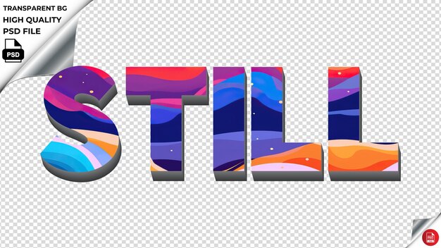 PSD still typography flat colorful text texture psd transparent