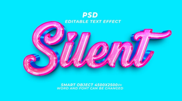 Stille 3D bewerkbare teksteffect photoshop-sjabloon