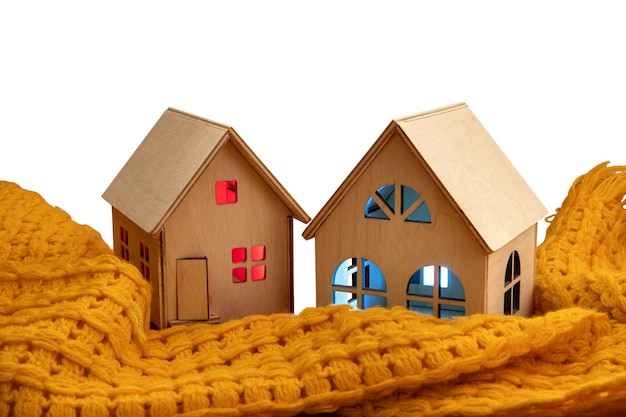Stilleven van gezellig huis met warme kleding
