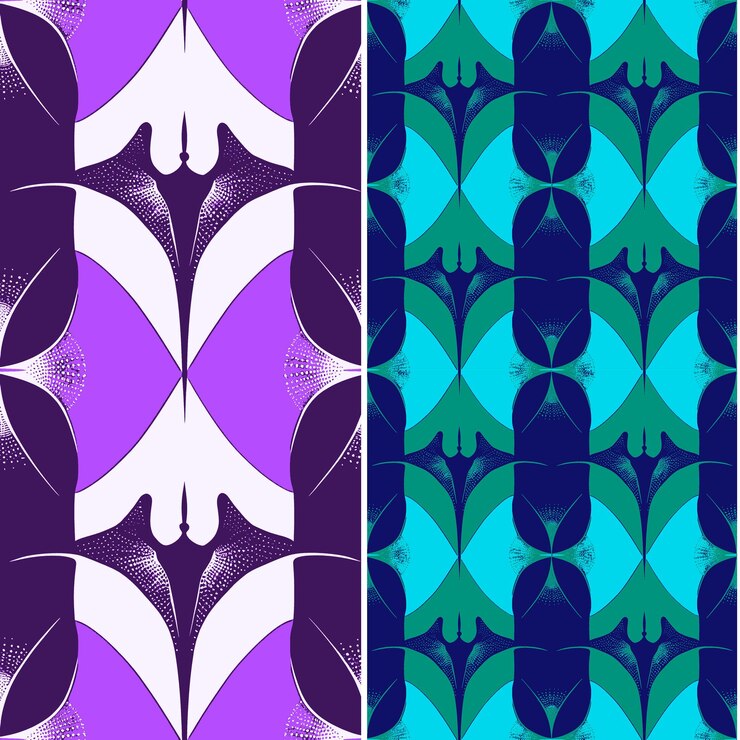 PSD stingray with flat silhouette organic minimal design and rad nature pattern vector designs