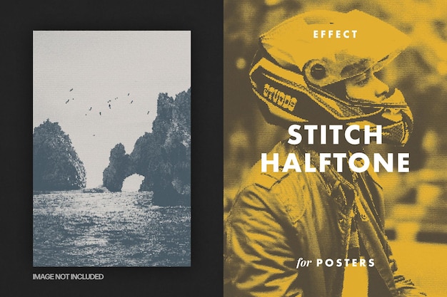 PSD stitch halftone foto-effect voor posters