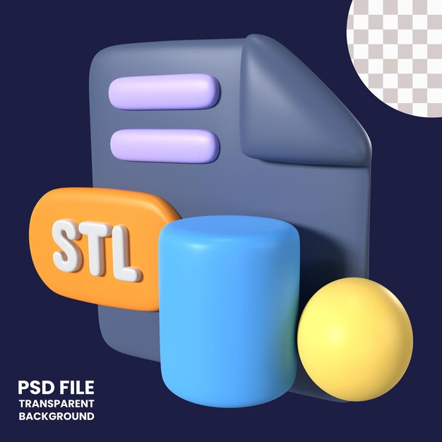 PSD stl file extension 3d illustration icon