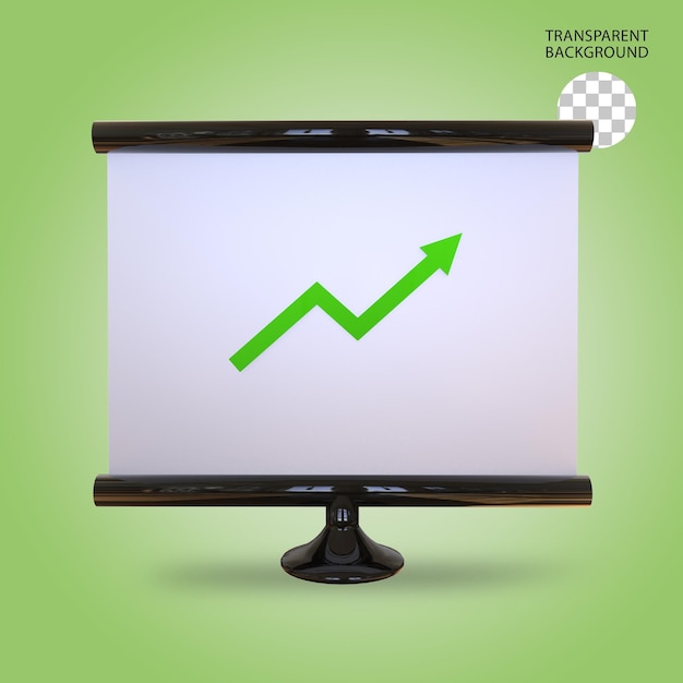 Stock chart screen isolated 3d rendered illustration