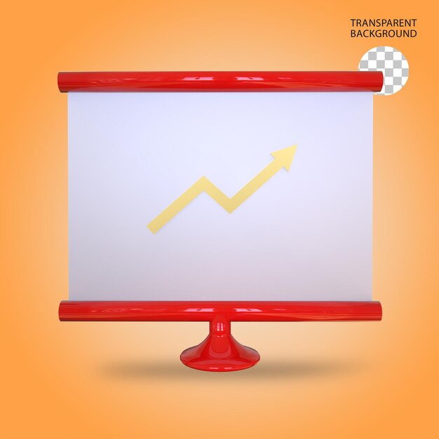 Stock chart screen isolated 3d rendered illustration