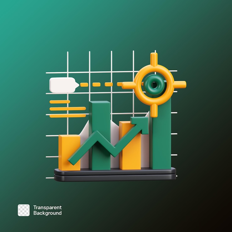 PSD stock market 3d icon illustration png template