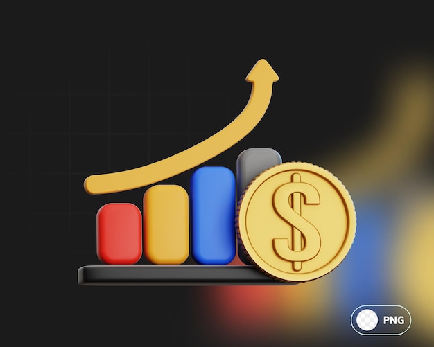 PSD illustrazione 3d del mercato azionario