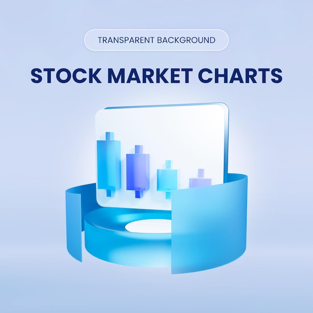 PSD stock market charts 3d rendering illustration