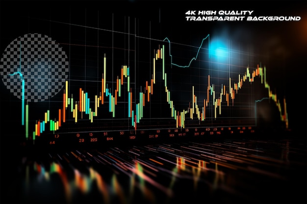 PSD График фондового рынка для анализа торговли на прозрачном фоне