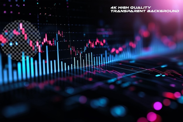 PSD stock market graph for trading analysis on transparent background