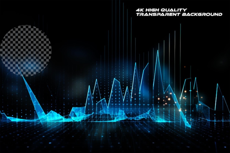 PSD a stock market graph with rising and falling lines on a on transparent background