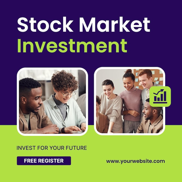 PSD stock market modern instagram post psd template