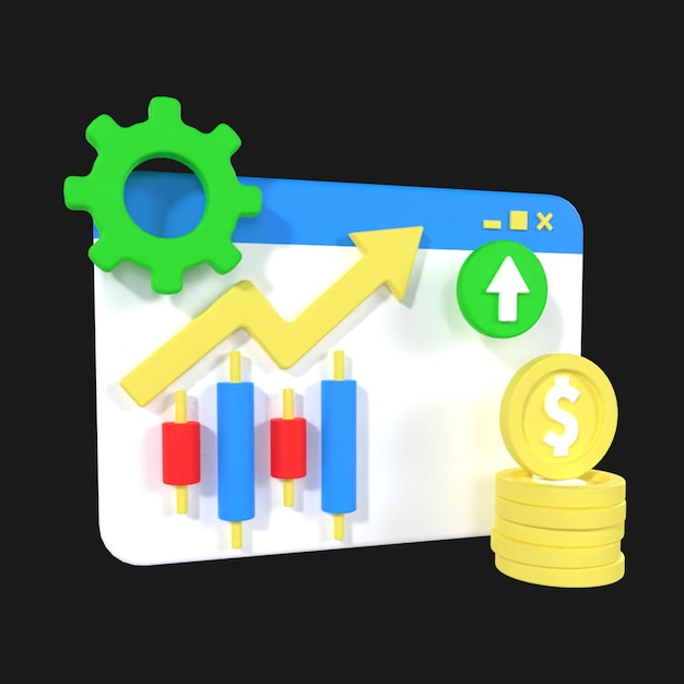 Stock market website 3d icon