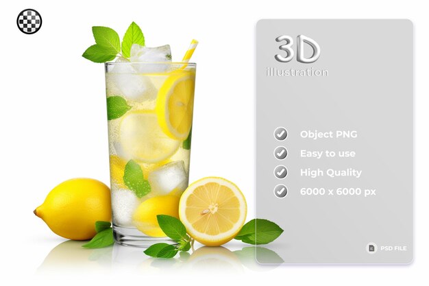 PSD foto stock limonata isolata luce morbida e liscia solo png premium psd