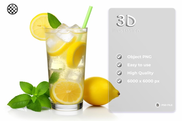 PSD stock photo lemonade isolated soft smooth lighting only png premium psd