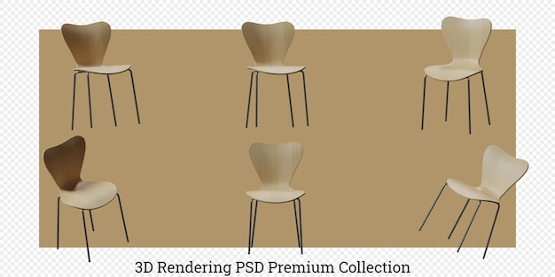 PSD stoel meubelset 3d-rendering