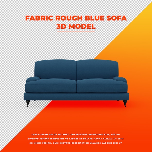 Stof rough blue sofa geïsoleerd 3d-model