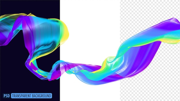Stoff som flyter, klesbølge, flerfarget silke, flygende tekstil, 3D-rendering