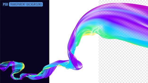 Stoff som flyter, klesbølge, flerfarget silke, flygende tekstil, 3D-rendering