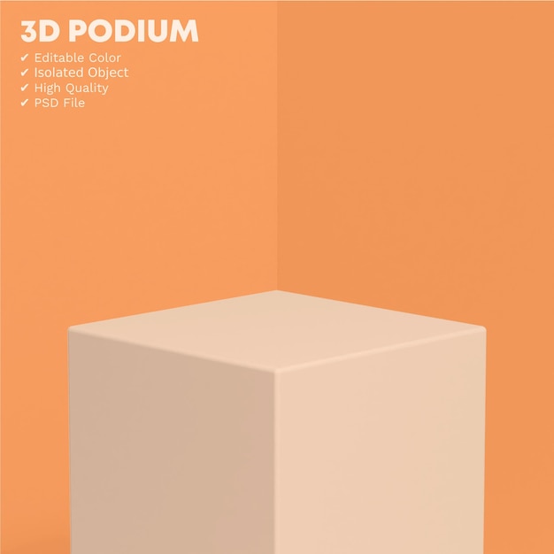 Stojak na produkt 3D Podium izolowany w pełni edytowalny kolor