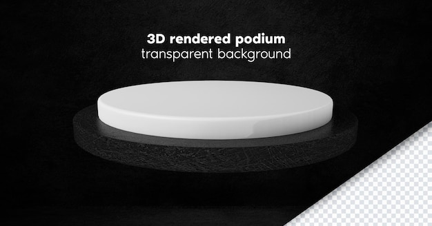 stojak na produkt czarny uszkodzony i biały tekstura kamienia 3D renderowane przezroczyste tło