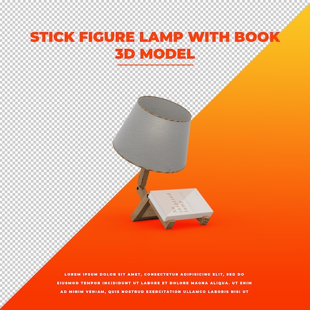 Stokfiguurlamp met boek geïsoleerd model