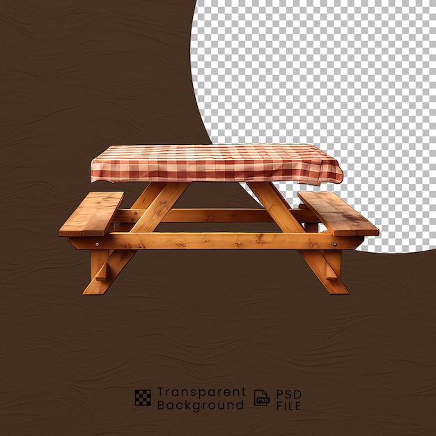 PSD stół z ławkami piknikowymi przezroczyste tło png