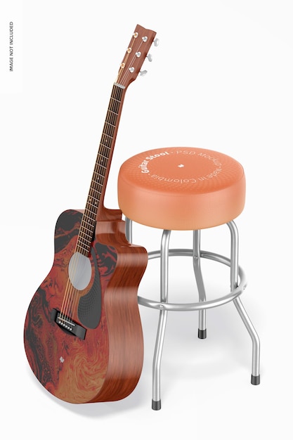 PSD stołek gitarowy z makieta gitary