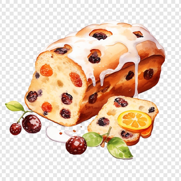 PSD stollen fruit cake isolated on transparent background