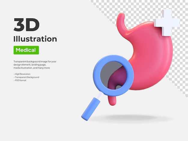 Stomach health medical checkup icon 3d illustration render