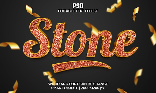 Stone 3d editable text effect premium psd with background