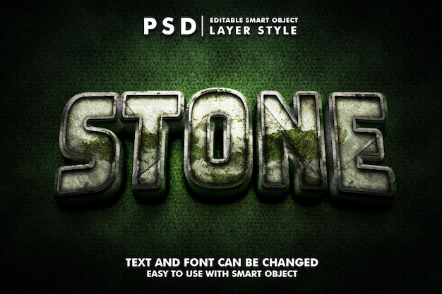 Stone 3d realistic text effect premium psd with smart object