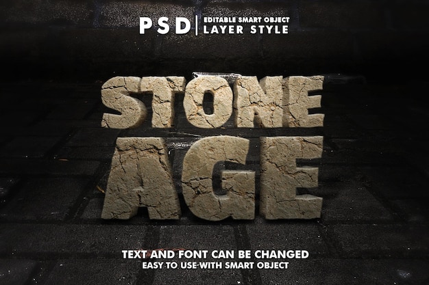 Stone age editable psd text effect