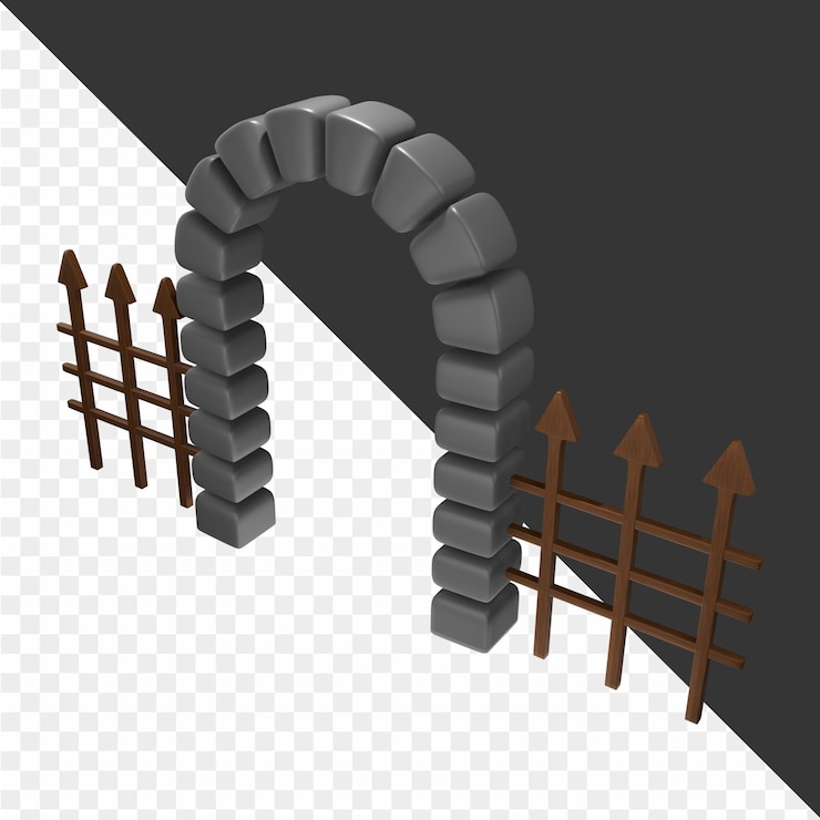 PSD a stone arch with arrows pointing to the right