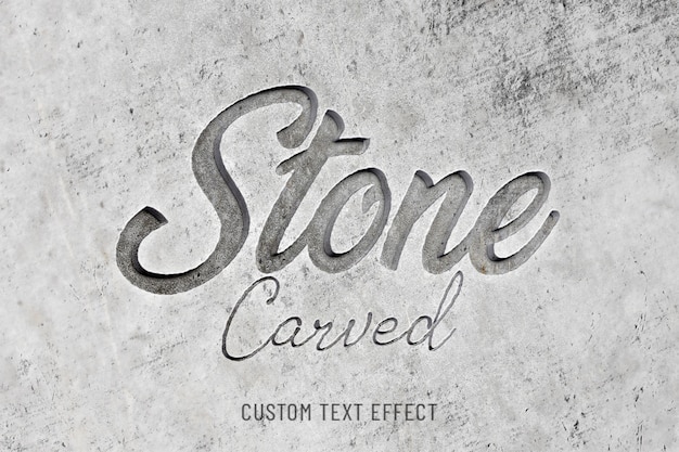 stone carved 3d text effect