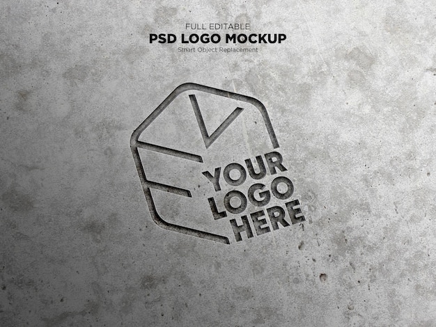 Mockup di logo inciso su pietra