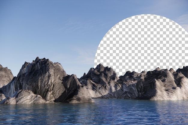 stone mountain cutout landscape scene 3d rendering
