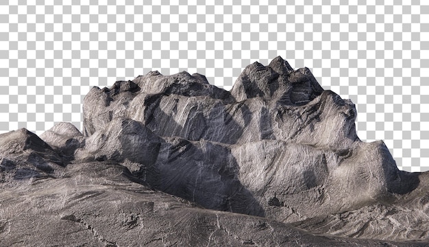 PSD stone mountain cutout landscape scene 3d rendering