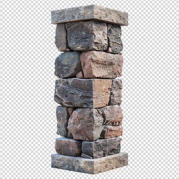 PSD stone pillar isolated on transparent background