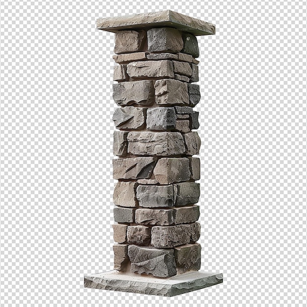 PSD stone pillar isolated on transparent background