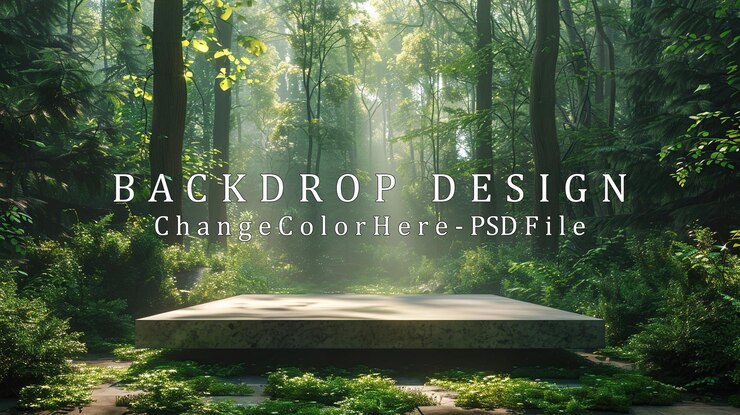 PSD stone platform in a sunlit forest