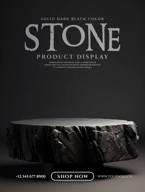 PSD stone and rock podium round podium pedestal for brand product exhibition template for ads design