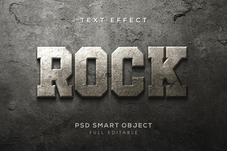 PSD stone rock text, editable font effect