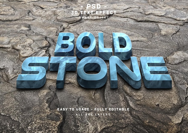 PSD stone text effect 3d bold blue marble style