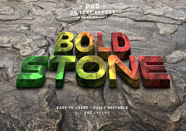 PSD 石のテキスト効果 3 d の大胆な色の大理石のスタイル