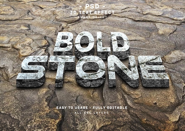 PSD stone text effect 3d bold style