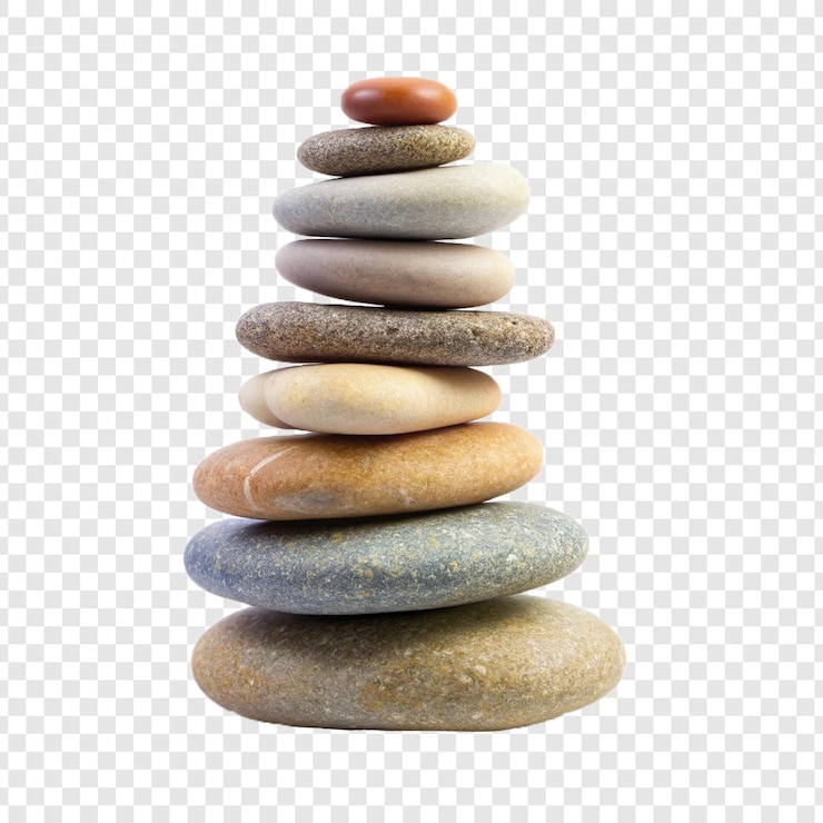 PSD a stone tower of 9 pebbles isolated on a transparent background