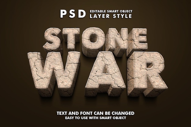 Effetto testo psd modificabile di stone war